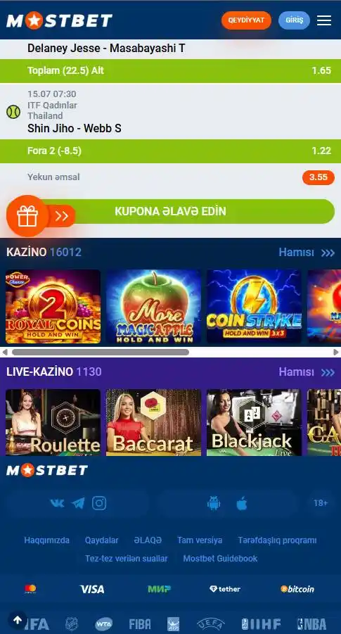 Quraşdırılmış mobil tətbiqin görünüşü